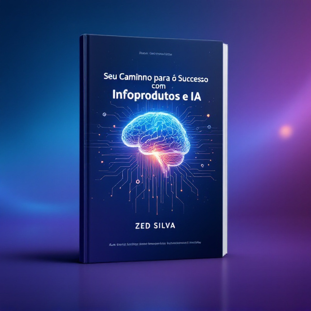 A gradient of blue and purple stretches across the background, seamless and rich in depth. Subtle overlays of digital circuits are arranged diagonally to evoke movement and technological sophistication. In the center, a stylized digital brain is illuminated, with soft light beams radiating outward to create a dynamic halo effect. Minimalist icons of automation and digitalization, such as gears and cloud symbols, are symmetrically distributed towards the corners and edges, adding balance without overwhelming the design.