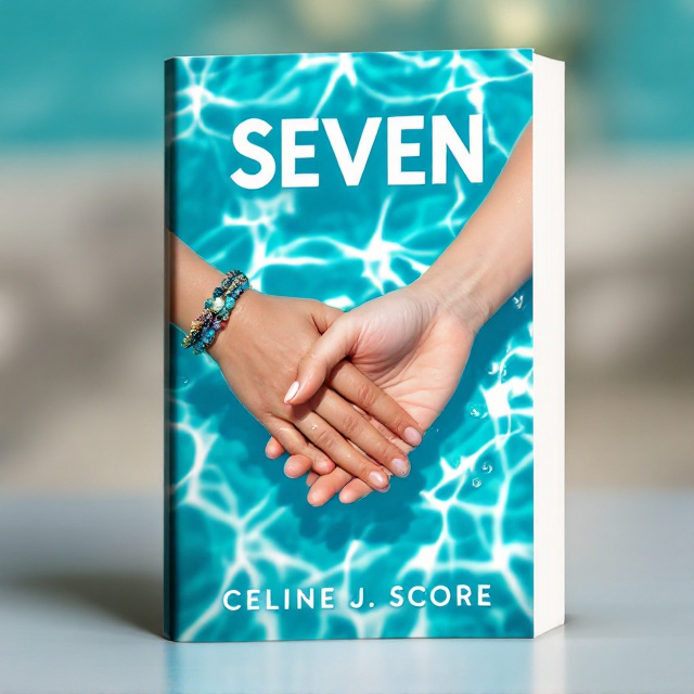 A bright, sun-washed pool scene. Two youthful hands reaching out, a girl’s hand in bracelets holding a boy's hand, toward the center of the cover. The background shows shimmering, clear blue pool water with rippled reflections creating a summery vibe. Soft sunlight gives the image a warm, inviting glow, with subtle water droplets on the hands for added realism.
