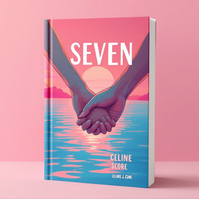The cover features an illustration of a serene lake with clear blue water taking up the bottom half of the spread. Above the lake, the sky transitions into a vibrant pink gradient, emphasizing a summer sunset. In the foreground are two hands holding each other. The girl’s hand is steady and tender, while the boy’s hand is slightly slipping away, creating tension and subtle movement. Bright ambient light highlights the hands, adding warmth and visual emphasis. Soft ripples on the lake mirror the colors of the sunset, blending pinks and blues harmoniously across the design.