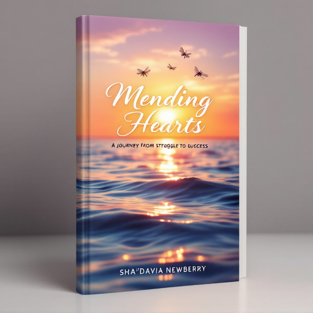 A serene and reflective sunset scene dominates the cover. The water gently ripples in the foreground, blending with waves that catch the warm golden, orange, and pink hues of the setting sun. A few delicate dragonflies hover above the waves, their silhouettes gracefully accentuated by the glow of the fading sunlight. The upper section of the sky transitions into a slight gradient of purple and indigo, signifying peace and introspection.
