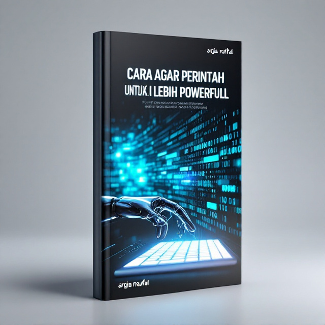 A sleek AI avatar with a futuristic, semi-transparent digital overlay effect emerges from the left side of the cover. Behind the avatar, a glowing grid matrix fades into the background, filled with binary code and digital particle effects. The avatar extends its metallic hand toward a white glowing keyboard on the lower-right side of the cover. The background is a blend of gradient blues, teal, and black, evoking a high-tech feeling.