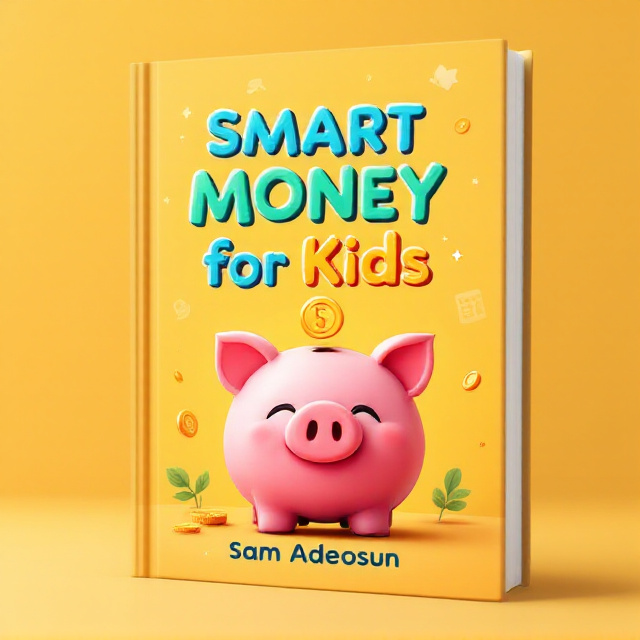 A vibrant scene with a piggy bank styled as a friendly cartoon character at the center. Coins are illustrated in mid-air, seemingly being dropped into the bank. To the left, a parent and child, drawn in a playful and approachable style, are smiling and interacting. A soft gradient background in warm tones (yellow to orange) evokes a feeling of energy and encouragement, with subtle financial-themed icons (e.g. calculators, money bags) faintly embossed in the background.