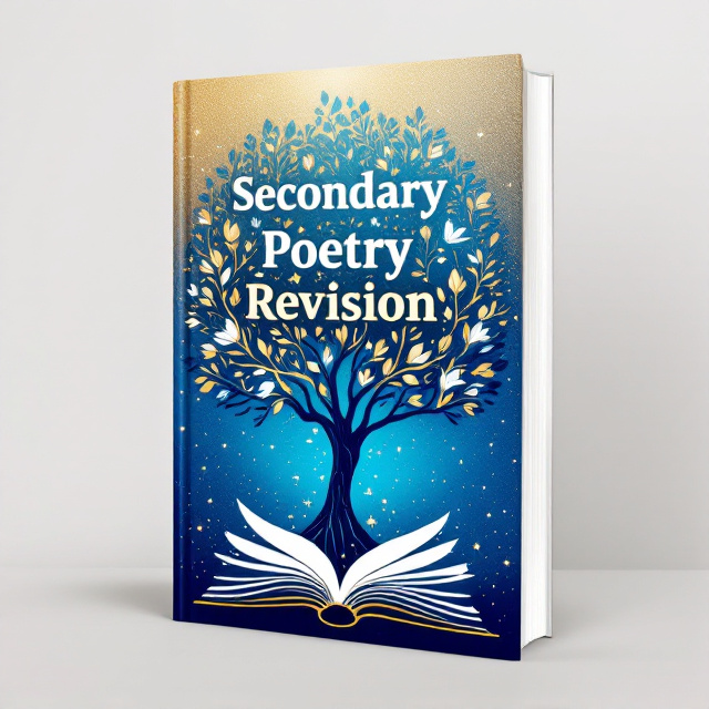 The cover features a central, abstract graphic of a tree with its branches morphing into open books, symbolizing growth and literary mastery. The background is a gradient transitioning from royal blue at the bottom to a shining gold at the top, illustrating ambition and the quest for knowledge. White accents highlight specific areas, creating visual depth and movement.