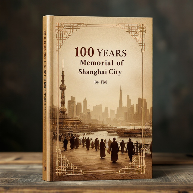 A sepia-toned photograph of old Shanghai’s Bund waterfront features prominently on the cover. In the foreground, silhouettes of people in traditional early 20th-century attire blend with faint outlines of modern Shanghai skyscrapers to evoke a bridge between past and present. The edges of the photograph fade into a distressed texture, giving the cover a timeless, weathered appeal. Delicate floral and geometric patterns inspired by traditional Shanghai art frame the image lightly.