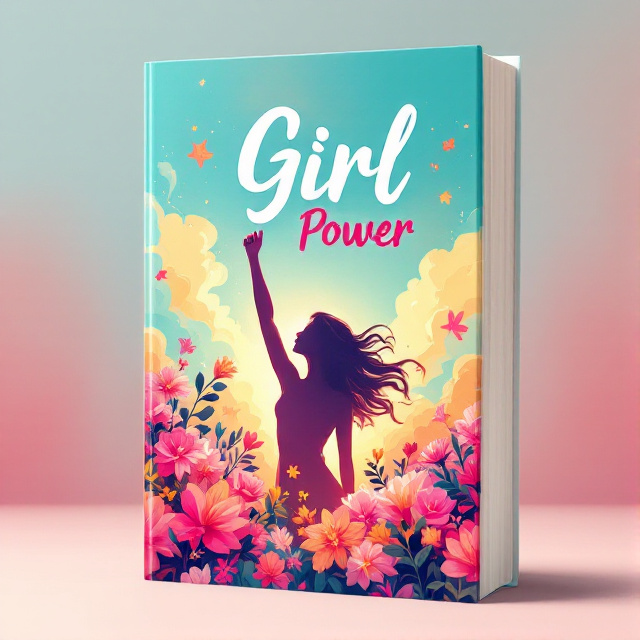 A vibrant illustration of a silhouette of a woman with her arm raised in triumph, surrounded by blooming flowers and bright light. The color palette includes shades of pink, yellow, and turquoise, giving off a lively and empowering vibe.