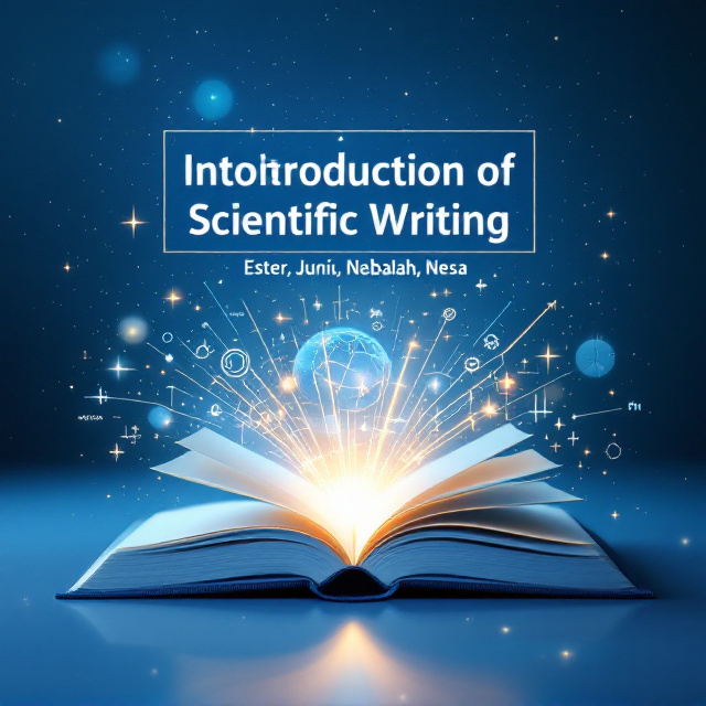 A celestial blue background with a faint glow resembling an abstract, open book emitting lines of energy. The energy lines transform into scientific symbols like atoms, formulas, and geometric shapes as they spread outward. Above the book, a soft-focus globe blends into the background, symbolizing universal knowledge. The cover also integrates a subtle textured overlay, giving it a tactile, professional feel.