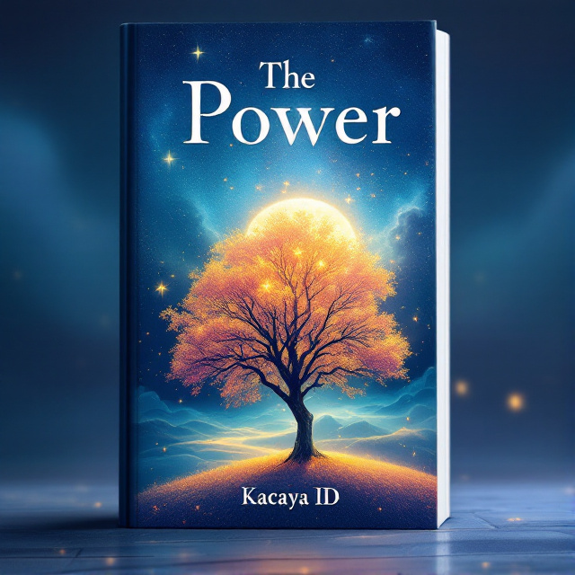 A luminous and enchanting scene with a large, radiant star hanging in a sweepingly magical night sky. Beneath it, a solitary tree is illuminated by ethereal moonlight, casting intricate shadows on the ground. The colors are a harmonious blend of vibrant blues, warm yellows, and soft pinks, radiating a cheerful and mystical atmosphere.