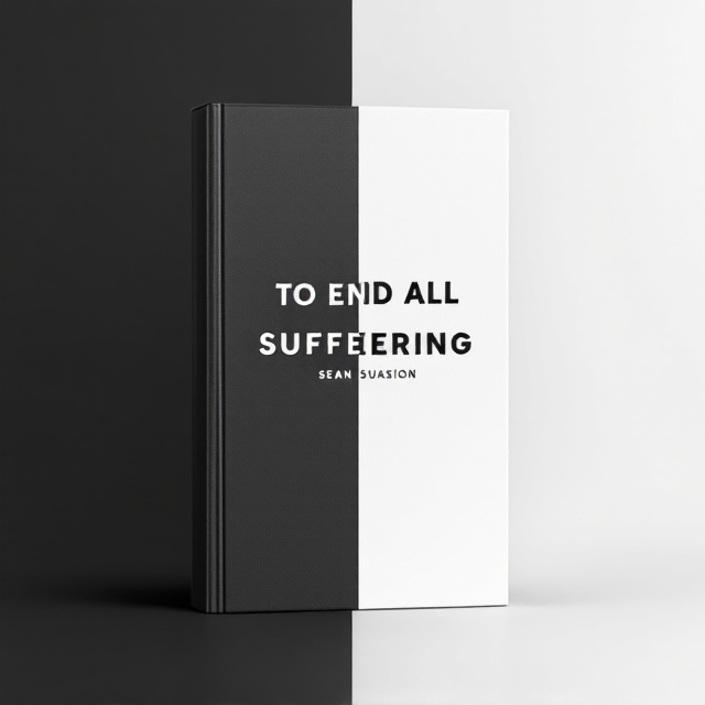 The cover is symmetrically divided vertically; the left half is solid black, and the right half is pristine white. In the center, where the two colors meet, there is a subtle transition gradient, symbolizing the shift or balance between the two sides.