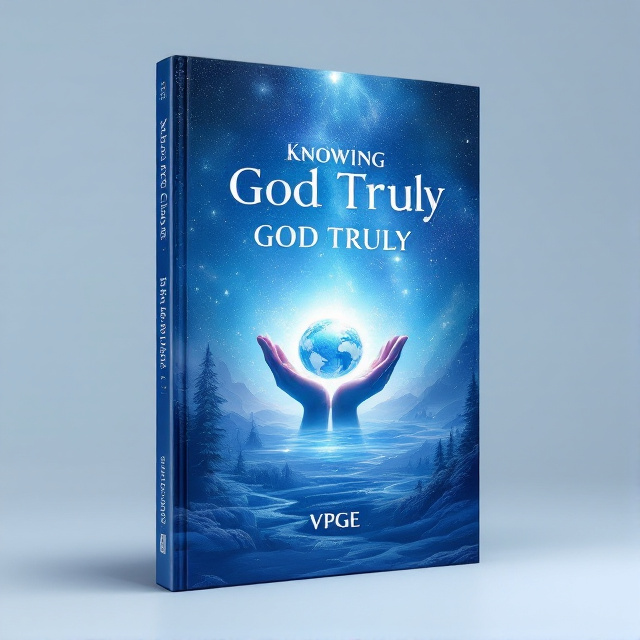 The cover features a majestic illustration of a cosmic scene, blending elements of the universe, such as stars and galaxies, with earthly nature, including trees and rivers. Light blue tones dominate the scene, evoking a sense of the sky and the divine. At the center, a silhouette of an open hand envelops a small globe, symbolizing creation and knowledge.