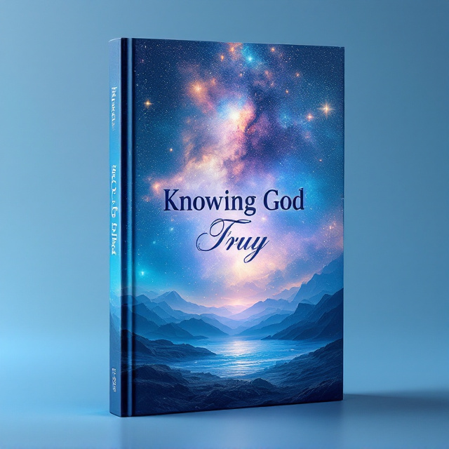 A breathtaking view of the cosmos fills the cover, with expansive nebulae and sparkling stars radiating across a light blue gradient background. Superimposed are serene images of natural landscapes, such as a tranquil mountain range and a serene ocean, blending seamlessly into the cosmic expanse. The design evokes an awe-inspiring sense of the universe and creation through nature.