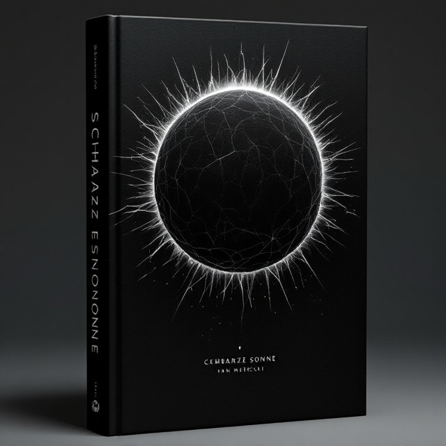 A pitch-black background dominates the cover, representing the endless darkness. In the center, there is a faintly glowing, large sun-like shape—a dark, textured sphere resembling a blackened, scorched surface. Around its outline, sharp, broken rays of light try to break through but fail, creating an ominous and unsettling atmosphere. The edges of the cover fade into murky tones of deep gray and subtle streaks of shadowy crimson, evoking mystery and unrest.