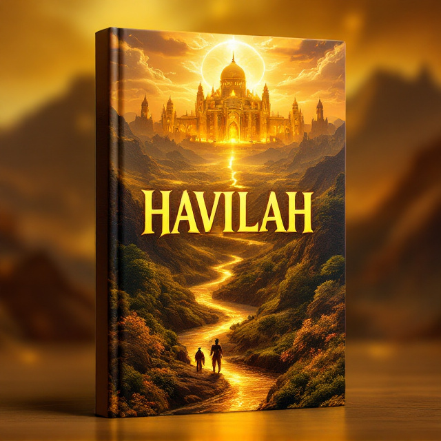 A vivid golden landscape dominates the top half of the cover. In the distance, elegant mansions made of shimmering gold rise majestically under a warm, glowing sky. The foreground features powerful, armored ancient warriors holding golden shields, their stances evoking strength and guardianship. The bottom half of the cover is adorned with golden rivers cutting through lush greenery, symbolizing prosperity and abundance.