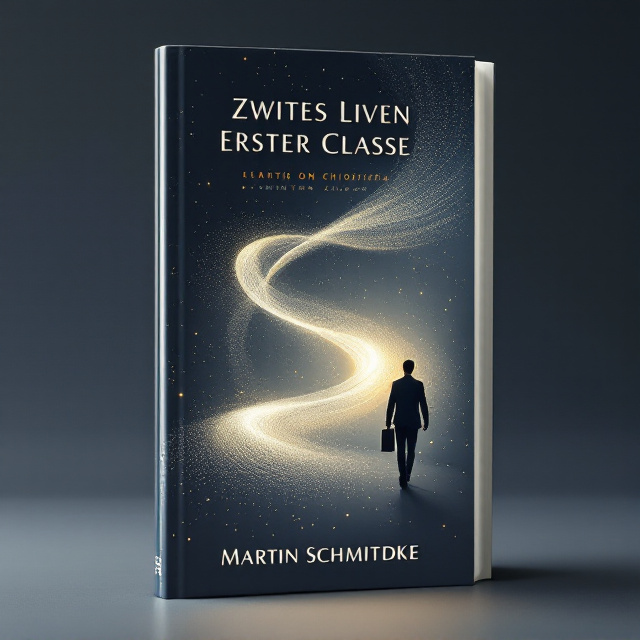 The centerpiece of the cover features a visually striking moebius band made entirely of cascading numeric sequences arranged symmetrically in a metallic gradient. The band's edges glow faintly, giving an ethereal yet sophisticated vibe. A silhouette of a man in an elegant suit carrying a briefcase is walking along the moebius band. The man is slightly blurred to convey motion while adding a sentimental seriousness. The background is a gradient blend of dark midnight blue fading into soft gray tones, evoking depth and mystery. The title is placed near the upper part of the design, while the author's name sits at the bottom in a subtle yet refined position. Small, intricate details like faint stars scattered across the background emphasize the elegant and timeless tone.
