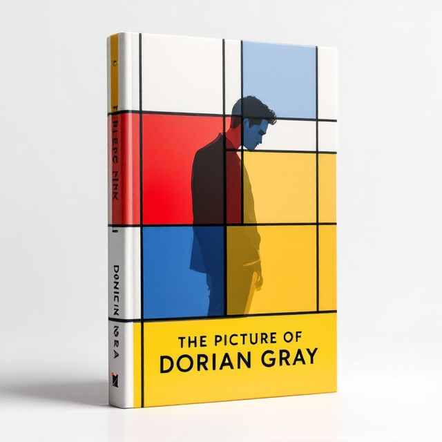 A predominantly white cover featuring bold geometric blocks of red, blue, and yellow reminiscent of Piet Mondrian's abstract art style. Black lines separate the blocks, creating a grid-like structure. A sleek silhouette of the male protagonist, slightly overlapping the colored blocks, is placed off-center, adding modern sophistication to the design.