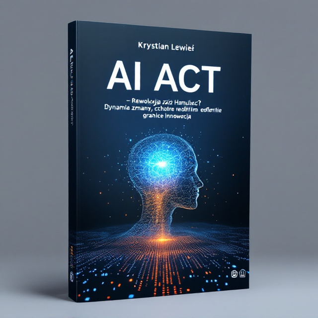 A sleek and modern abstract design featuring a gradient background shifting from deep blue to silver-white tones, symbolizing innovation and law. At the centerpiece, a glowing network of interconnected nodes forms the shape of a human face, emphasizing artificial intelligence. Along the bottom, a holographic binary code subtly integrates with stylized digital icons representing legal scales and technology.