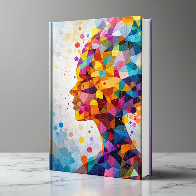 A complex yet harmonious mosaic of colorful abstract shapes and patterns flowing across the cover, resembling an artist's color palette or a fragmented stained-glass design. The mosaic patterns subtly morph into silhouettes of human faces, representing individual personalities. The background is textural, with a subtle gradient that transitions between soft tones like pastel blues, yellows, and pinks.