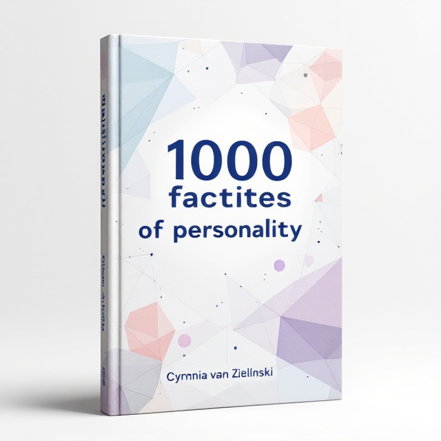 A geometric pattern on the white background consisting of clear, sharp, and abstract polygonal designs resembling "facets" of a diamond. The center of the cover hosts a subtle gradient from white to very light gray, drawing attention. The title "1000 facets of personality" appears dynamically positioned, creating intrigue. Gentle hints of pastel colors (soft blue, lavender, and peach) subtly overlay parts of the facets, giving the design a cutting-edge and modern appeal.