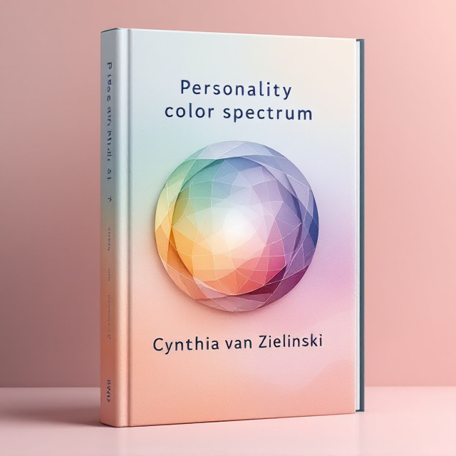 The book cover features a gradient spectrum blending soft, harmonious hues of teal, lavender, and coral orange to represent the personality color spectrum concept. A central circular motif resembling a color wheel is used, artistically fragmented to symbolically convey a cutting-edge analysis of human personalities. Subtle abstract wave patterns subtly overlay the background, creating a sense of movement and flow.