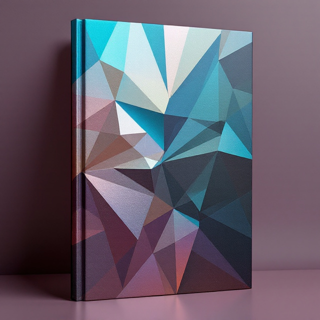 A geometric, abstract design featuring fragmented, sharp-edged triangular patterns in an iridescent, shifting color palette. The base shade is an ultra-rare muted metallic mauve with subtle glimmers of teal and gold accents. These fragmented designs radiate outward, giving the impression of constantly shifting layers—symbolizing complexity and depth in personality psychology. The background is a clean, gradient wash of the muted mauve transitioning into deep charcoal.