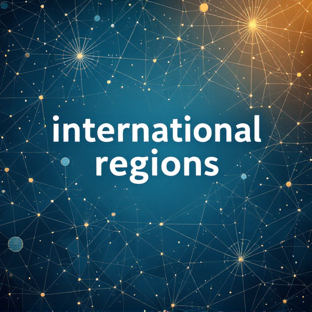 A seamless pattern of interconnected, abstract globe-like shapes, each subtly hinting at continents and cultural motifs, is the primary visual element. The background features a gradient transitioning from deep blue (symbolic of the vastness of knowledge) to a soft golden hue (indicating enlightenment). Thin, radiating lines resembling longitude and latitude add depth, emphasizing the concept of interconnected regions.