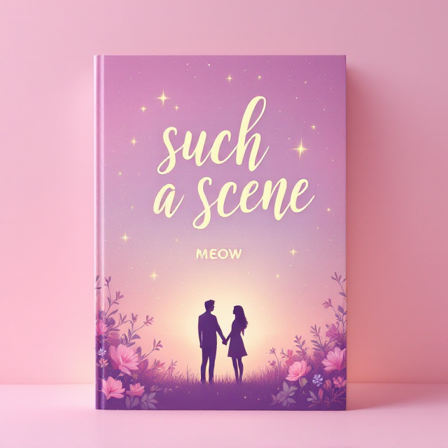 A dreamy, pastel-toned background blending shades of pink and purple with soft gradients to create a romantic, hopeful atmosphere. In the foreground, a silhouette of a couple holding hands under a starlit sky with scattered glowing stars. Light floral patterns subtly frame the edges of the cover, giving it a delicate and romantic appeal.