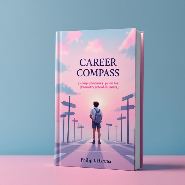 A pink and blue gradient background portraying a student standing at an intersection with visible road signs pointing in multiple directions. The student is depicted wearing a uniform, looking thoughtful with a dab of worry on their face. The sky in the upper portion blends into soft hues of blue and pink, symbolizing hope and uncertainty.