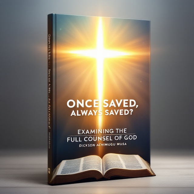 A glowing cross dominates the background, surrounded by a gradient light that transitions from soft blue in the upper region to warm gold in the lower. The Bible is positioned slightly below the cross, with its pages open and gently illuminated, symbolizing divine revelation. Faint rays cascade from the cross to the edges of the cover, adding depth and movement.