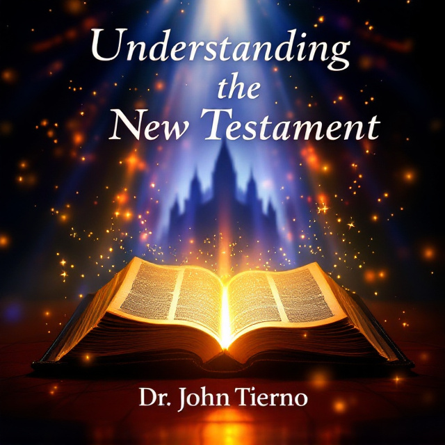 A rich burgundy background creates the base of the cover. The centerpiece is an illuminated golden Bible open to a glowing page, floating amidst ethereal beams of light. A majestic church silhouette emerges in the distance, surrounded by faint, colorful stained glass patterns that cascade outward like rays of divine energy. The title is featured prominently above the Bible, surrounded by subtle, swirling fantasy motifs.