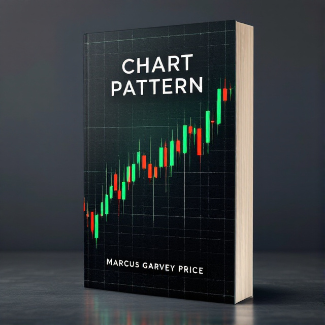 A bold, upward-moving stock market chart with green and red candlesticks set against a dark, textured background. Faint grid lines give a technical, analytical feel, while a subtle glowing effect around the chart adds focus.