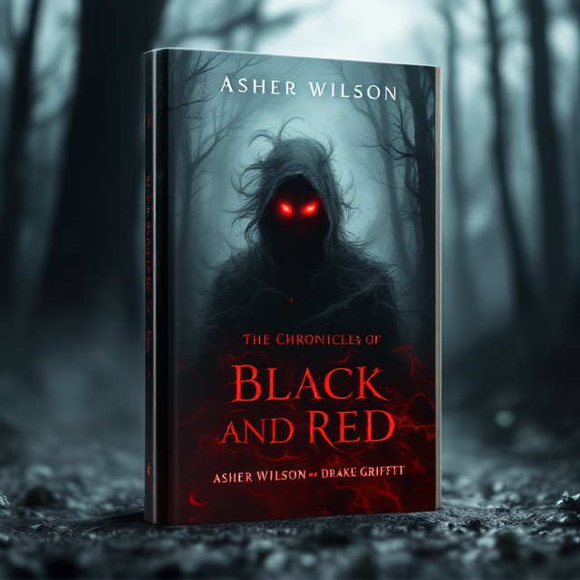 A dark, mist-shrouded forest forms the backdrop, with a ghostly silhouette of a man, crafted entirely from swirling mist, standing in the foreground. His glowing red eyes penetrate through the haze, casting an eerie yet mesmerizing glow. Evil red mist swirls through the cover, creating an unsettling atmosphere.