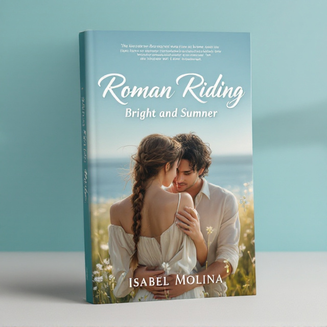 The cover portrays a serene scene set in a lush meadow under a gentle cyan blue sky. In the foreground, a young woman with light brown hair in a braid stands, embraced around the waist by a young man with loose, curly black hair. His head tilts slightly toward her in a protective gesture. The meadow is dotted with wildflowers and extends towards a tranquil, shimmering lake in the background, displaying a slight breeze that causes ripples across the water, with hints of silver glistening across the scene.