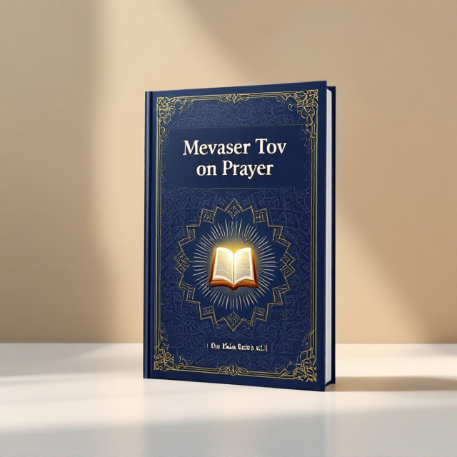 A navy blue background serves as the primary canvas, adorned with an intricate pattern of traditional motifs subtly integrated into the design. The center features a gently illuminated image of a prayer book, symbolizing the theme of prayer. A soft halo effect radiates outward, enhancing the sacred feel of the cover.