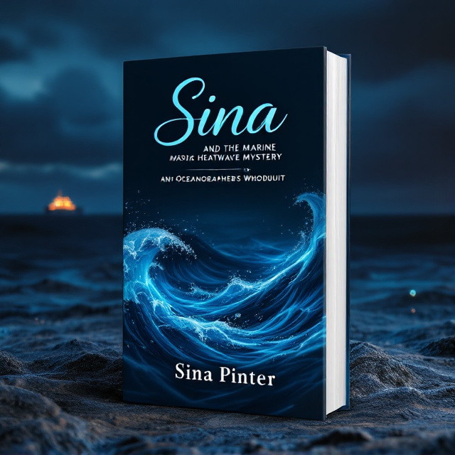 Dark blue ocean waves dominate the cover, with a shadowy silhouette of a scientific research vessel in the distance. The waves create a sense of mystery, swirling with hints of marine life and faint traces of glowing coordinates.