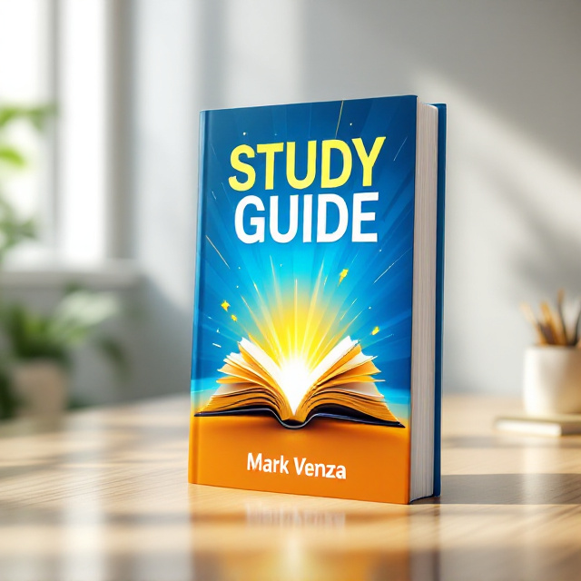 A bold and vibrant cover with a dynamic mix of colors such as electric blue and vibrant yellow radiating from the center of the cover, symbolizing excitement and focus. At the center, an image of an open book with rays of light emerging from it, paired with subtle geometric shapes in the background that mimic a study or structured learning pattern.