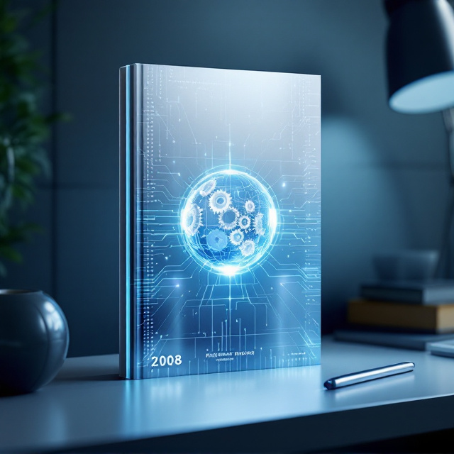 A futuristic, clean design featuring a glowing grid structure resembling a digital framework. In the center, an artistic depiction of interconnected gears and cogs is overlaid with a sleek holographic sphere, symbolizing advanced knowledge and technical standards. The background transitions from a deep gradient blue to metallic silver, representing professionalism and the depth of knowledge. Subtle binary code or technical symbols are blended into the background, adding a hint of science fiction.
