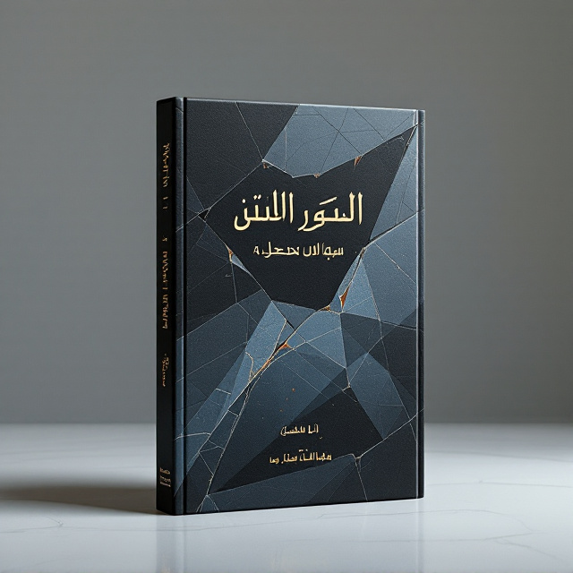 The cover is dominated by fractured geometric patterns—angular, fragmented grids breaking apart like shattered glass. The background employs a layered gradient of deep charcoal black fading into ash gray, with streaks of shadowy navy blue. Subtle, textured rust-red slashes weave through the design, signifying decay and collapse. The Persian title, "تباهی و روزگارش," is rendered in angular Nastaliq calligraphy, breaking apart towards the edges like a structure dissolving into nothingness. The calligraphy is slightly embossed but disintegrates into cracks as it meets the edges of the page. Subtle abstract motifs of cracked shapes cover the lower sections of the design. The author’s name, "علیرضا مرادی," appears in minimalist, faded Naskh script, almost floating asymmetrically in a smaller font at the bottom-right.