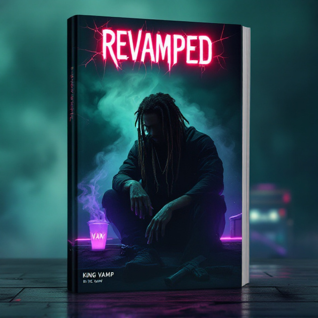 The cover features a silhouette of a man sitting atop a glowing gas station roof, his face obscured in shadow. His dreads cascade down, blending into the smoky, foggy night sky. Smoke curls upwards, forming eerie shapes in the blackened sky, with a cup of lean in his hand, glowing faintly purple against the dark scene. A gun rests nearby, partially visible, while a distinct green haze suggests the presence of weed. The overall background is a mixture of deep black, dark grays, and subtle purples, giving it a hazy yet haunting atmosphere.