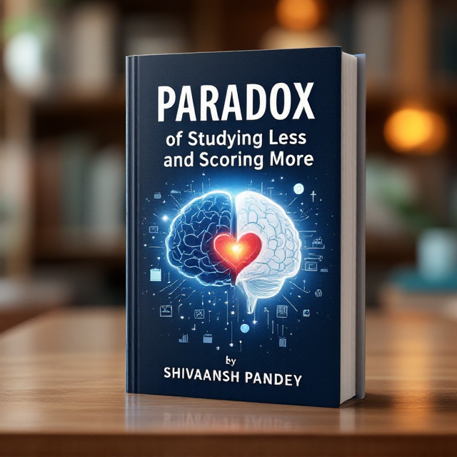 A central image of a stylized brain and heart merging or intertwining in a symbolic yin-yang formation, surrounded by an aura or glowing lines to convey synergy. Subtle visuals like faint checklists, tools, books, and graphs emerge softly in the background. A bold transition of dark blue and white gradients fills the backdrop, creating depth and focus.