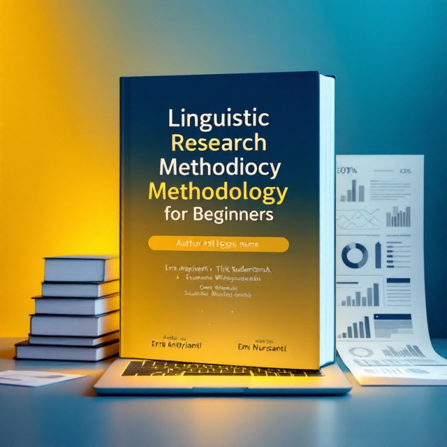 A background with a gradient blend of deep academic blue and bright yellow, symbolizing knowledge and enthusiasm. In the foreground, an open laptop with glowing text and data charts displayed on its screen takes the center. A medium-sized stack of books (aligned vertically) is placed to the left, while to the right, a spread of handwritten statistics and graphs is subtly sketched in soft grayscale, fading into the gradient background. The title and author names are prominently placed but harmoniously balanced with the elements.