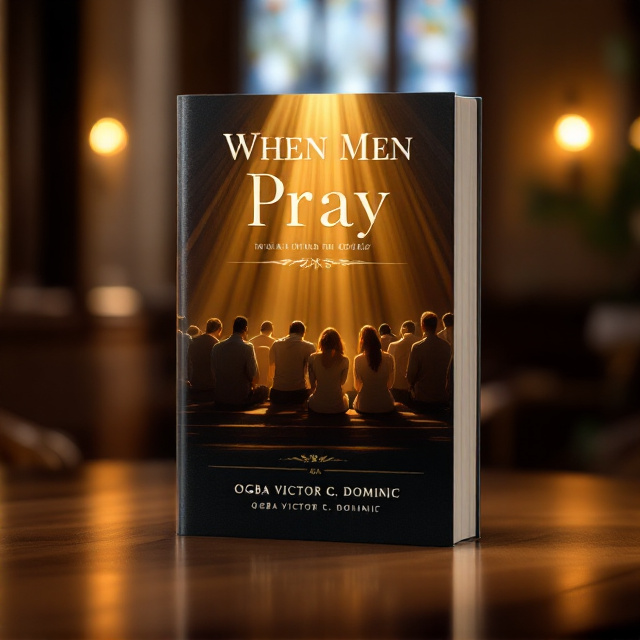 A serene cover featuring a group of men and women kneeling in prayer, their figures subtly illuminated by soft rays of golden light streaming from above. Their expressions are solemn and focused. The background is a dimly lit space that suggests a subtle spiritual setting, with faint hints of stained glass patterns in darker tones.