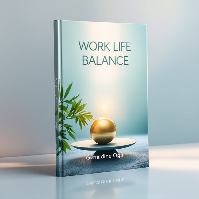 A serene image of a balance scale with a glowing golden orb on one side and a fresh green plant on the other. The background is a tranquil blend of soft blue and white gradients, symbolizing calmness and clarity. A subtle sunbeam falls on the scale, representing hope and solutions. The author's name, "Geraldine Ogili," is placed in the lower portion of the cover with a clean, modern look.