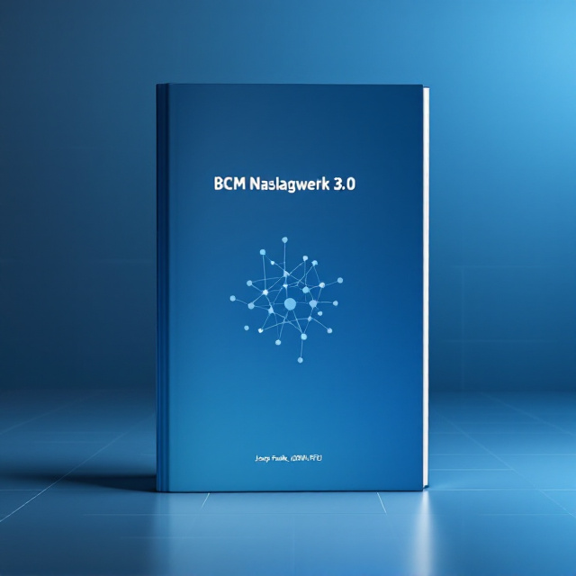 A bold, modern look featuring a sleek layout with a gradient background transitioning from blue to silver tones, representing professionalism and clarity. A minimalist grid pattern subtly overlays the background to give a polished and technical feel, with an illustrated or symbolic icon (e.g., abstract interconnected lines or nodes) centered to reflect business continuity management themes. At the top appears the book title in large, attention-grabbing style, with the author’s name below in smaller, refined text.