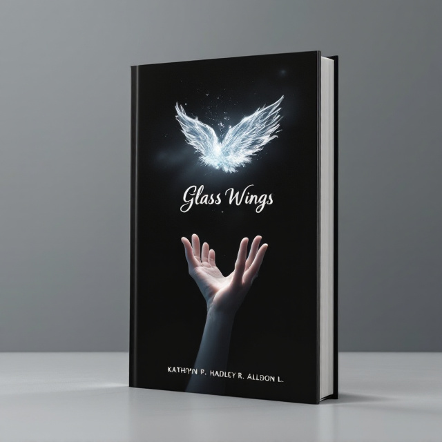 The cover features a stark black background. At the bottom of the cover, a realistic, pale hand emerges from the darkness with an ethereal glow emphasizing the fingers reaching upward. At the top, a delicate, glimmering clump of water is suspended in mid-air, shaped like a bird's single wing. Water droplets are artistically captured mid-fall, descending toward the open hand. There is a soft, diffused glow surrounding the water-wing to create a mystical, dramatic effect.