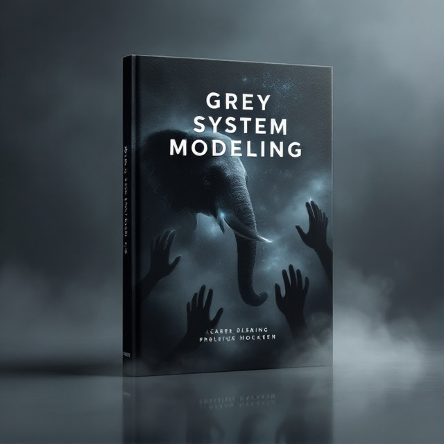 A dimly lit cover with a dark grey background. In the foreground, the silhouette of an elephant with only vague outlines visible. Several human hands are reaching out from different edges of the frame to feel the elephant, with some parts of the elephant glowing faintly in white and grey tones. The overall mood is atmospheric and mysterious, with subtle fog effects in the background to enhance the sense of uncertainty.
