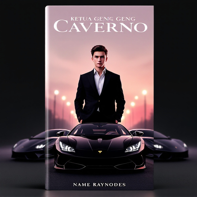 The cover features a striking scene of a male high school student wearing a crisp white high school uniform under a black blazer. He stands confidently at the foreground, his gaze fixed ahead. Behind him, centered is a sleek black Ducati bike, flanked symmetrically by two black Lamborghini Gallardo cars, one on each side of the bike. The background is a blend of soft, dusky pink, giving an emotional and romantic vibe, transitioning into a darker twilight sky with glowing streetlights faintly visible, adding realism. The scene radiates mystery and emotional intensity, perfectly capturing the romance genre.