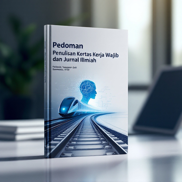 A sleek, modern visual concept featuring a futuristic train on a railway track that transitions into the image of an abstract profile of a human head, symbolizing the connection between transportation and human intellectual development. An overlay of circuit-like patterns runs subtly across the design, representing science, technology, and connectivity. A gradient blue background fades to white around the human head profile for emphasis.