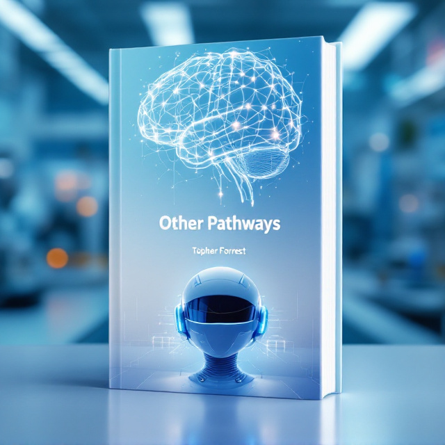 The cover features a soft gradient light blue background, blending into white near the center. A precisely rendered illustration of a human brain dominates the upper half, with interconnected glowing pathways extending outward in intricate arcs, giving a futuristic and exploratory feel. Below the brain, a sleek, futuristic-looking helmet-like device, adorned with fine illuminated wires, rests on a table within a lab environment. Subtle details, including scientific equipment blurred in the background, create a sense of mystery and precision.