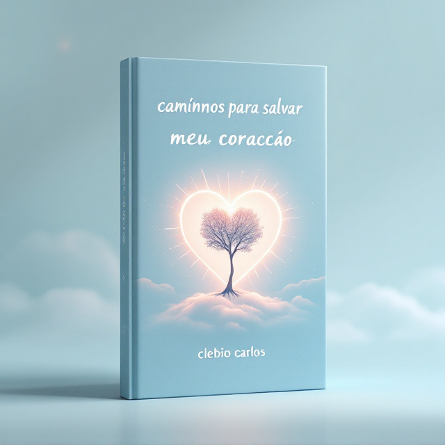 A serene light blue background, symbolizing calmness and introspection. In the center, a subtle outline of a heart is integrated with a tree growing out of it, symbolizing growth and healing. Soft, radiant light extends from the heart/tree combination, creating a glow that represents wisdom and enlightenment. Minimalist clouds waft through the background, adding to the book's calming vibe.