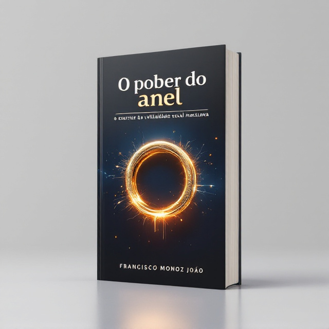 A striking minimalistic cover with the central focus on a glowing, golden, stylized ring (#FFD700), placed at the center of the book cover. The ring features subtle engravings resembling vitality and movement, with shimmering, dynamic streaks emitting from its sides, suggesting energy. The background is a sophisticated gradient of deep navy blue (#1E3A8A) fading into black (#000000) toward the edges, providing an air of mystery and mastery. The author’s name appears at the bottom in a smaller size, accompanied by bold yet elegant characters in white that contrast sharply with the darker tones.