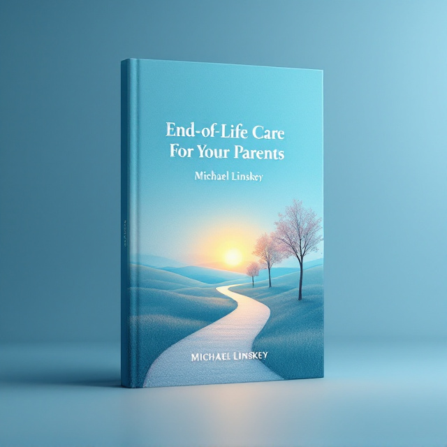 A soft blue backdrop transitions into a horizon bathed in gentle light. A serene, winding path begins in the foreground and subtly narrows as it stretches toward the luminous horizon, symbolizing the caregiving journey. Small, delicate trees flanking the path add warmth and a sense of guidance.